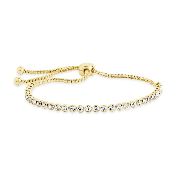 sterling forever Jewelry - Bezel CZ Adjustable Bracelet 14k Gold